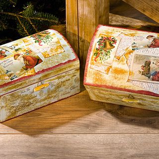Chests with decoupage and stamping technique
