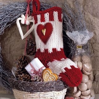 Strickanleitung Weihnachtssocke mit Herz