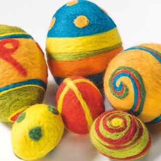 Colourful Easter eggs - felted with merino wool