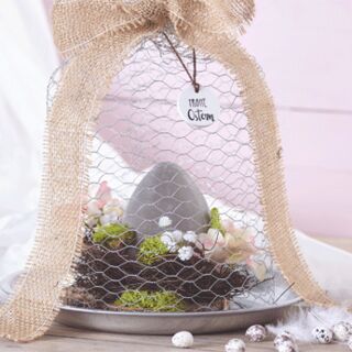 Wire Mesh Bell with Easter Arrangement