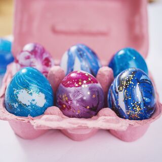 Colourful Easter eggs with glitter