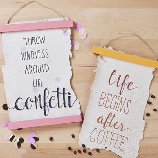 Handmade paper with confetti & coffee grounds