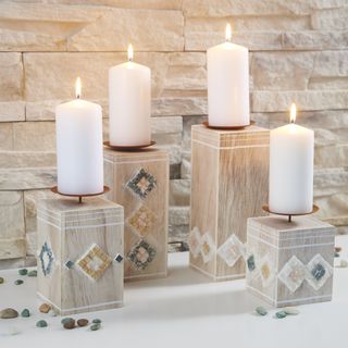 Kerzenständer mit Natursteinmosaik