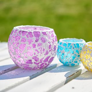 Colorful tea light jars