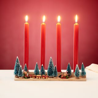 Advent Candle Holder with Miniature Scene