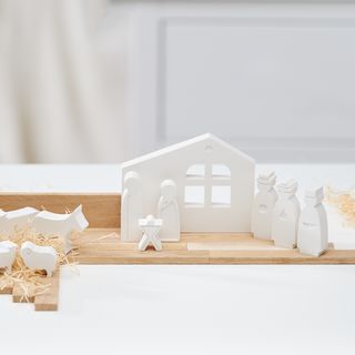 Nativity Scene with Craft Blocks and Pouring Sticks