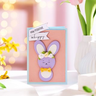 Easter bunny card with die-cut circles & ovals
