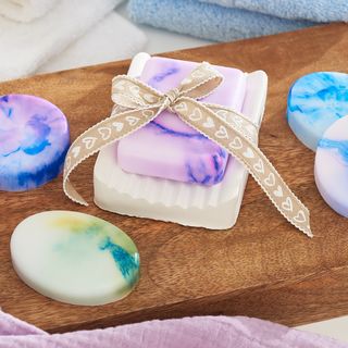 Marbled soap and moulded soap dish