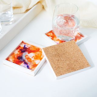 Colourful coasters made from Raysin