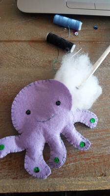 Mobile Basteln - Krake gestopft Mobile Bastelanleitung Krake gestopft