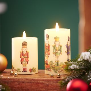 Christmas Candles with Nutcracker Design
