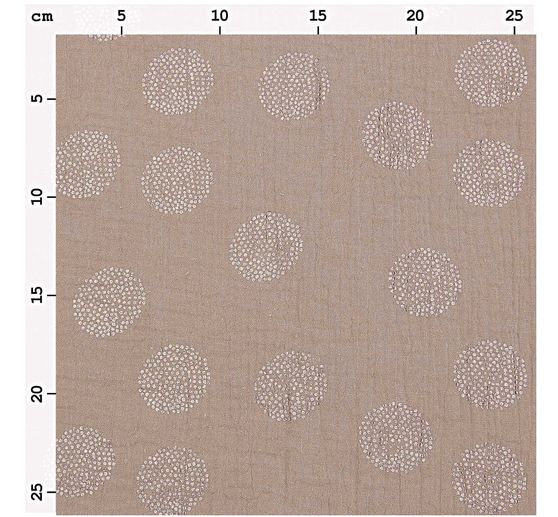 Crinkle muslin cotton fabric with metallic effect "Sakura Blossom Taupe"