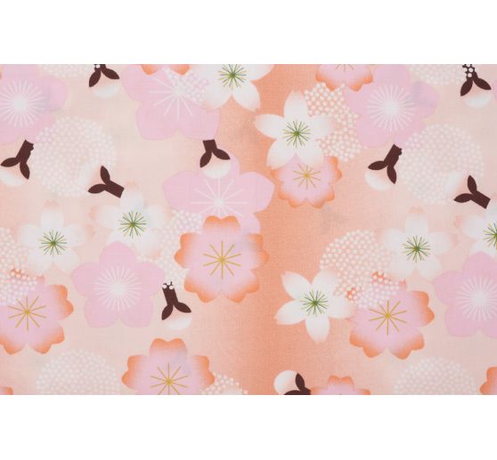 Cotton fabric popeline "Sakura flower mix"