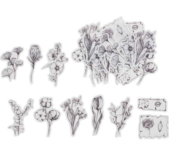 Washi Sticker Blumen Schwarz/Weiß - VBS Hobby