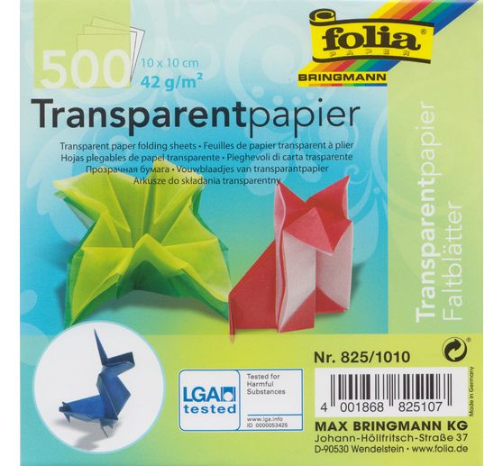 Transparentpapier-Faltblätter "10 x 10 cm", 500 Blatt