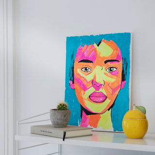 Portrait painting in neon colours