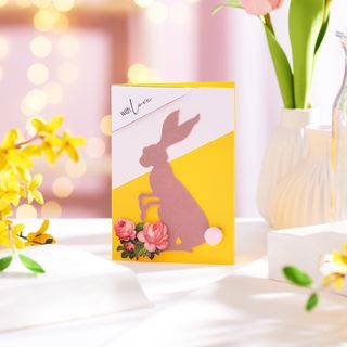 Easter card with die-cut rabbit