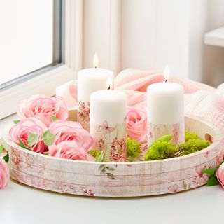 Tray and candles with decoupage