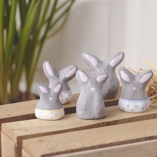 Cute Easter bunnies made from modelling clay