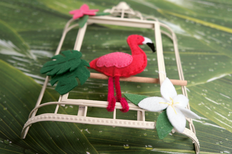 Flamingo Deko mit Vogelkäfig selber machen